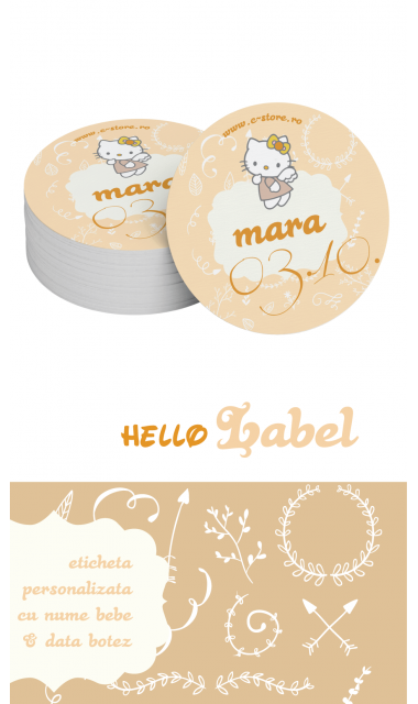 Lumanare de botez pentru fetite cu Hello Kitty, 65x4cm, Country Kitty  3